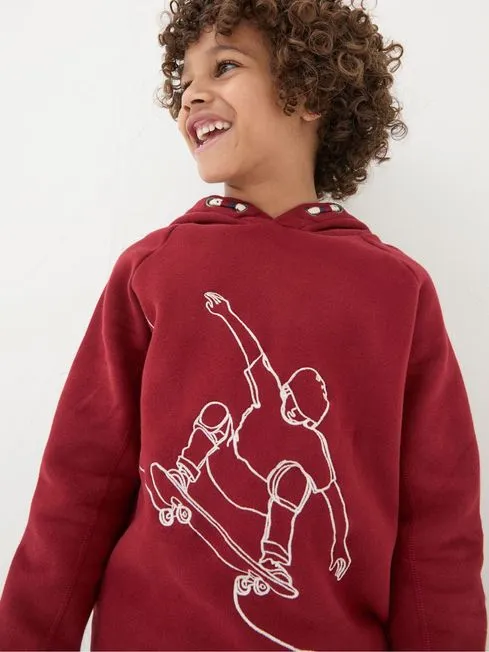 Boys Fatface Sweatshirts and Hoodies Red Skate Popover Hoodie Boys Fatface Sweatshirts and Hoodies Red Skate Popover Hoodie