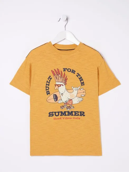 Boys Fatface TShirts and Polos Yellow Built For Summer Jersey TShirt Boys Fatface TShirts and Polos Yellow Built For Summer Jersey TShirt