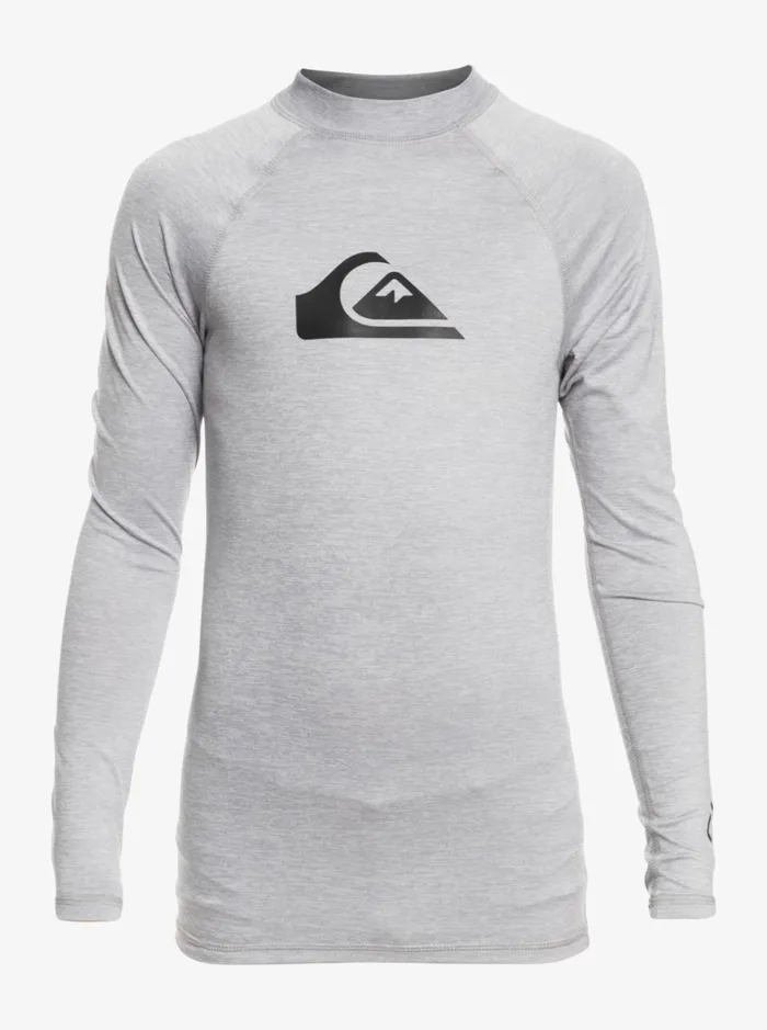Boys Quiksilver Rashguards Boy039s 816 All Time Ls Youth LSL Surf Tee Sleet Heather