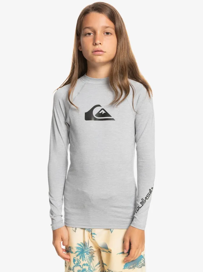 Boys Quiksilver Rashguards Boy039s 816 All Time Ls Youth LSL Surf Tee Sleet Heather Boys Quiksilver Rashguards Boy039s 816 All Time Ls Youth LSL Surf Tee Sleet Heather