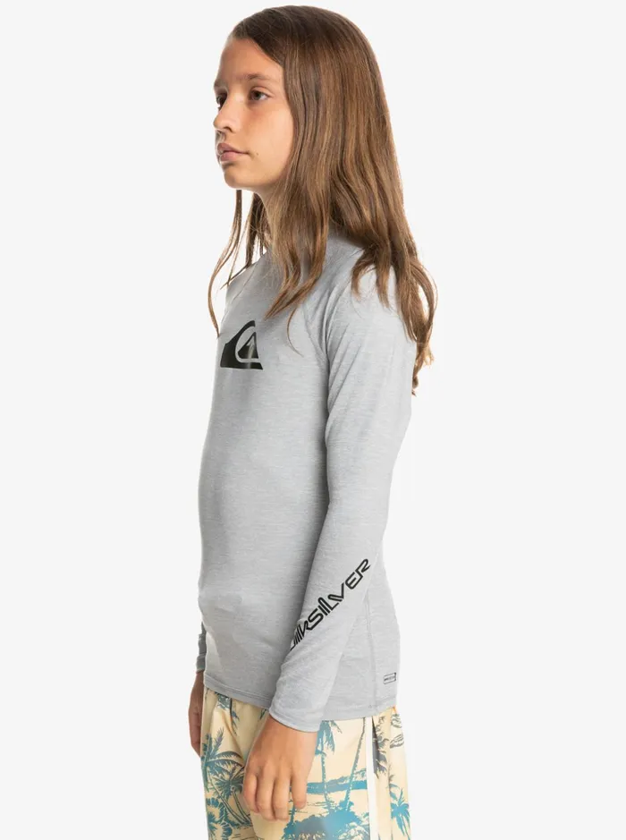 Boys Quiksilver Rashguards Boy039s 816 All Time Ls Youth LSL Surf Tee Sleet Heather Boys Quiksilver Rashguards Boy039s 816 All Time Ls Youth LSL Surf Tee Sleet Heather