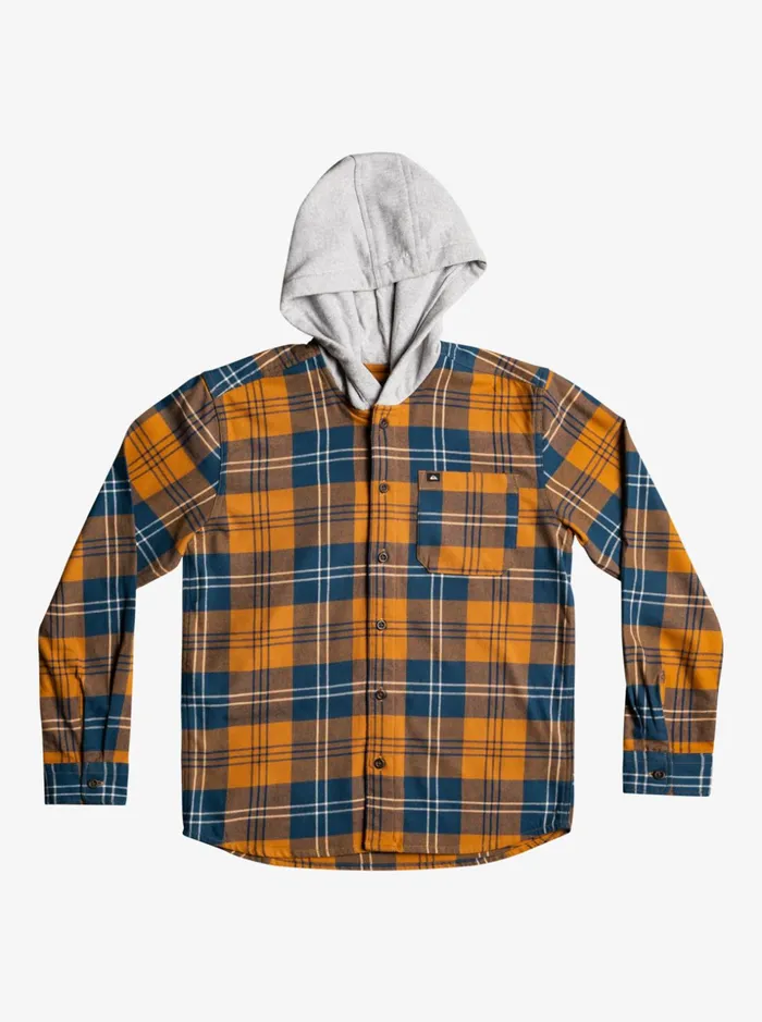 Boys Quiksilver Shirts Boy039s 816 Halidon Hooded Long Sleeve Shirt Brown Sugar Harelaw