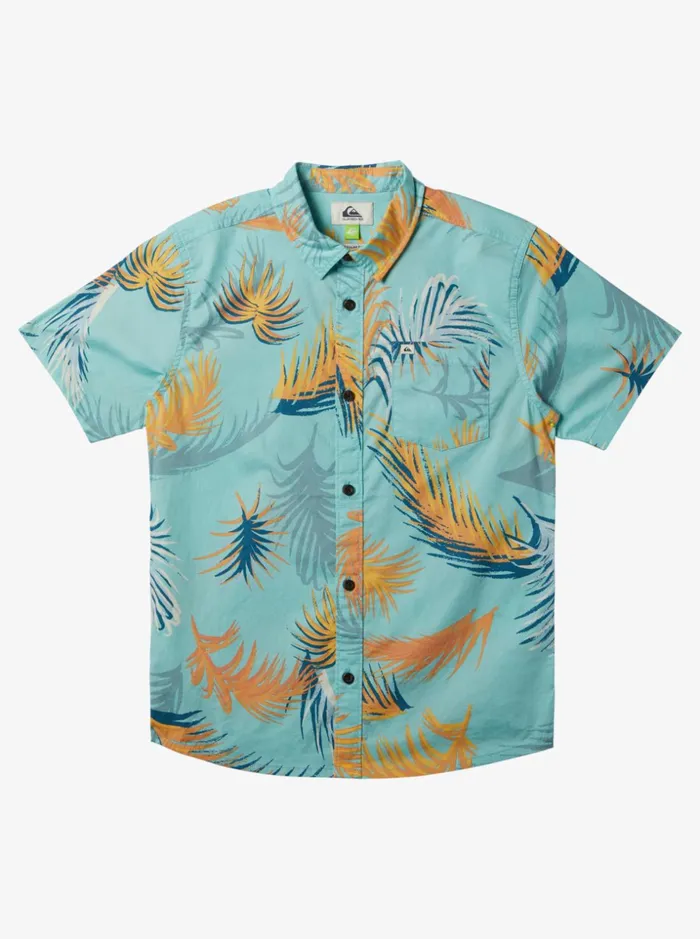 Boys Quiksilver Shirts Tropical Glitch Short Sleeve Shirt Angel Blue Tropical Glitch