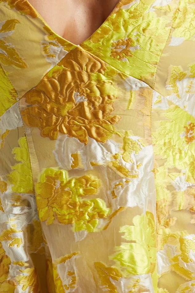 Brailey Jacquard Mini Dress 8211 Puff Sleeve Dress In Yellow Floral Women Showpo Dresses