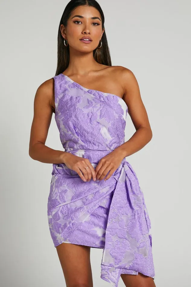 Brailey Mini Dress 8211 One Shoulder Wrap Front Dress In Purple Jacquard Women Showpo Curve Clothes Brailey Mini Dress 8211 One Shoulder Wrap Front Dress In Purple Jacquard Women Showpo Curve Clothes