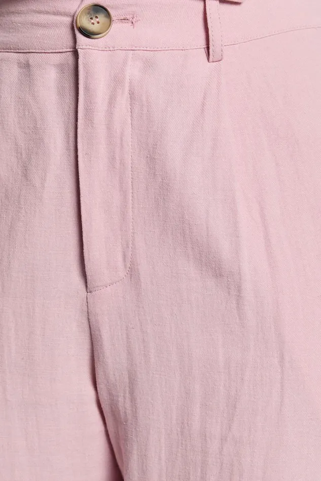 Bree Pants 8211 Linen Look Mid Rise Relaxed Straight Leg Tailored Trousers In Light Pink Women Showpo Conscious