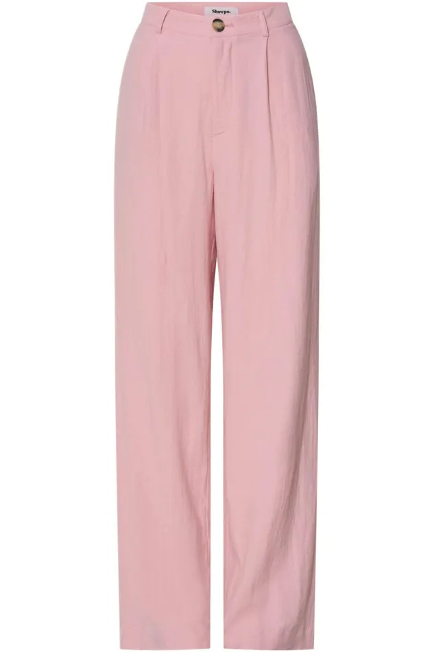 Bree Pants 8211 Linen Look Mid Rise Relaxed Straight Leg Tailored Trousers In Light Pink Women Showpo Conscious