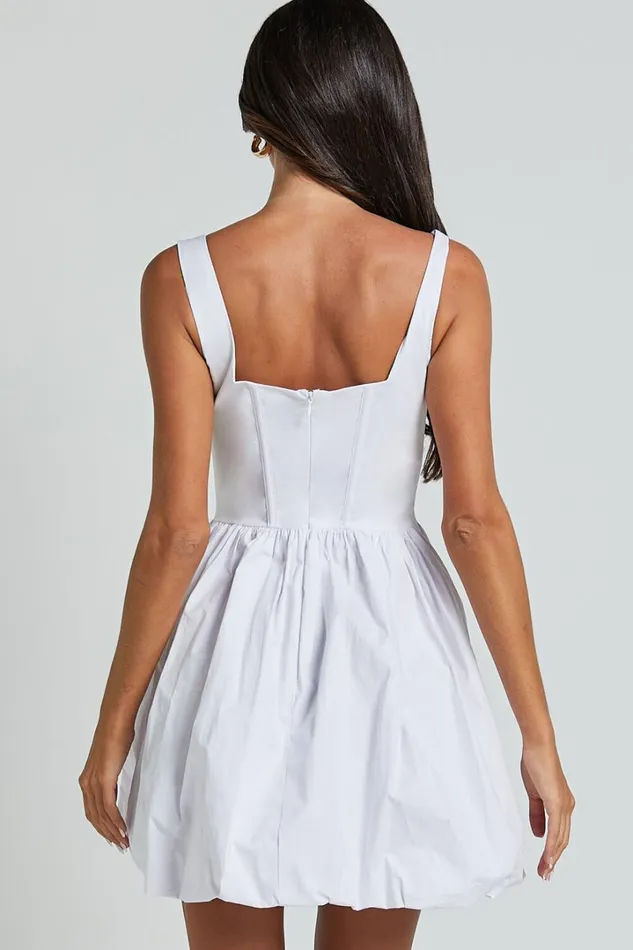 Brianda Mini Dress 8211 Corset Bodice Bubble Hem Dress In White Women Showpo Curve Clothes