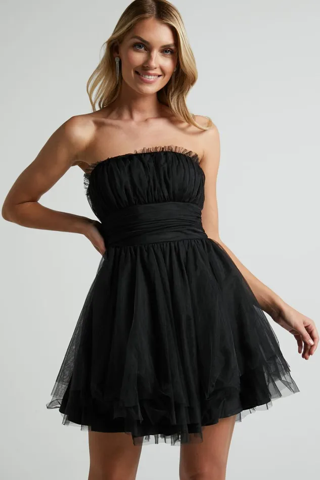 Brooke Mini Dress 8211 Tulle Frill Detail Mini Dress In Black Women Showpo Dresses