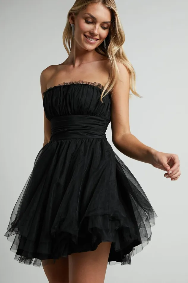 Brooke Mini Dress 8211 Tulle Frill Detail Mini Dress In Black Women Showpo Dresses