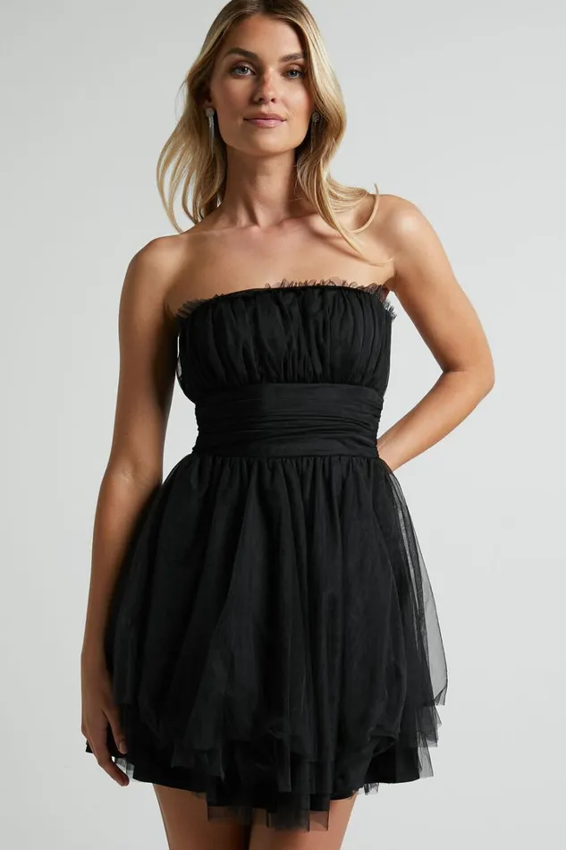 Brooke Mini Dress 8211 Tulle Frill Detail Mini Dress In Black Women Showpo Dresses