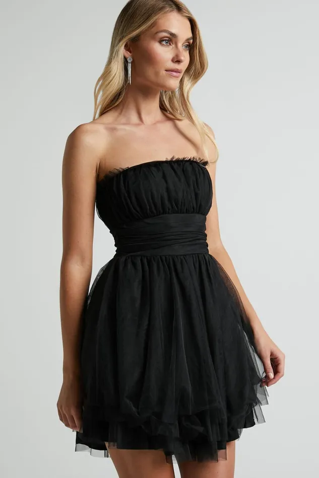 Brooke Mini Dress 8211 Tulle Frill Detail Mini Dress In Black Women Showpo Dresses