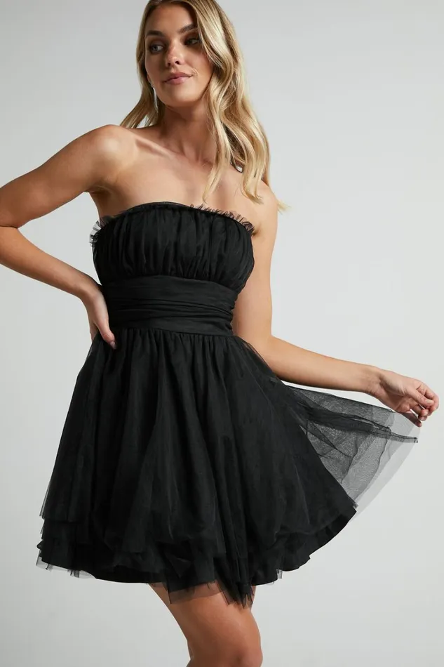 Brooke Mini Dress 8211 Tulle Frill Detail Mini Dress In Black Women Showpo Dresses