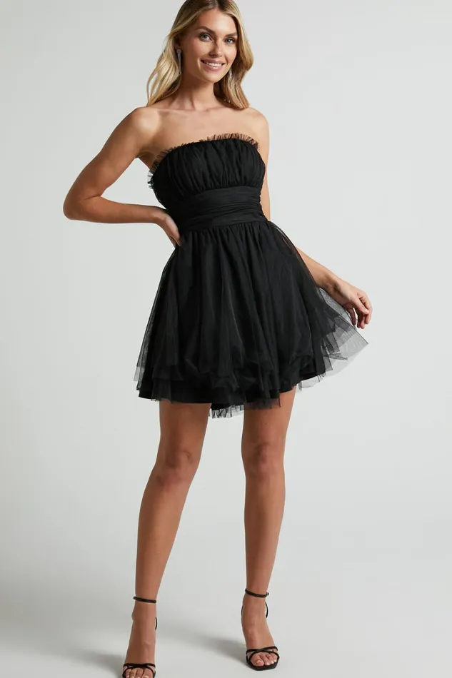 Brooke Mini Dress 8211 Tulle Frill Detail Mini Dress In Black Women Showpo Dresses