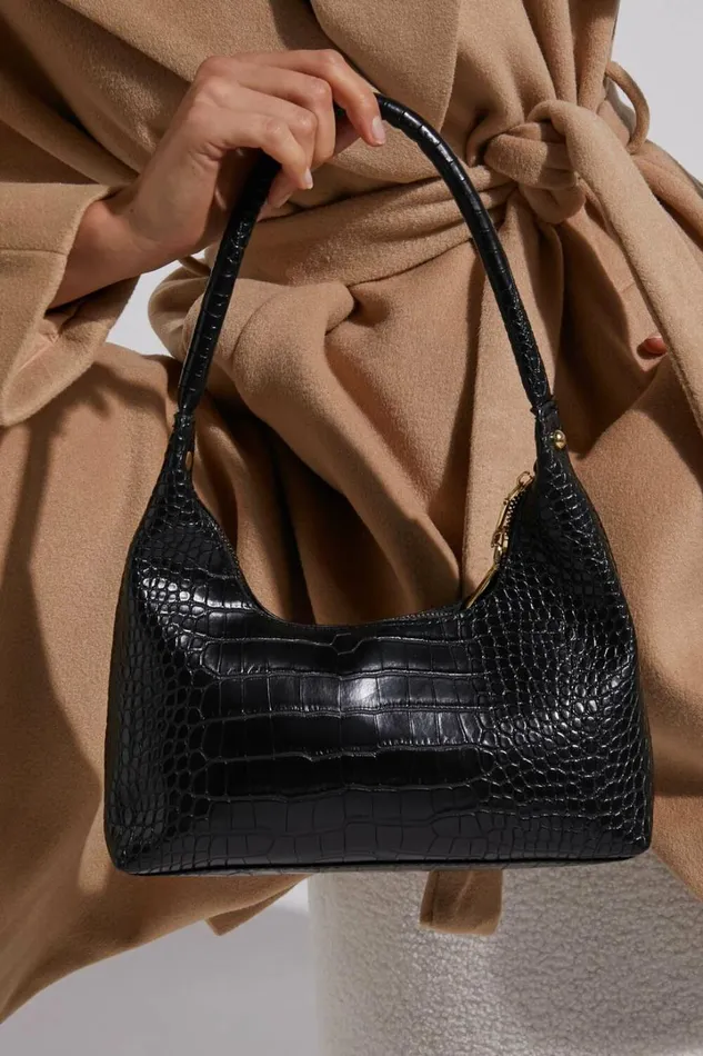 Brunswick Shoulder Bag In Black Croc Women Showpo Bags