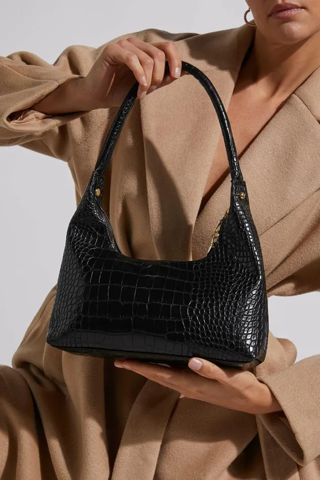 Brunswick Shoulder Bag In Black Croc Women Showpo Bags Brunswick Shoulder Bag In Black Croc Women Showpo Bags