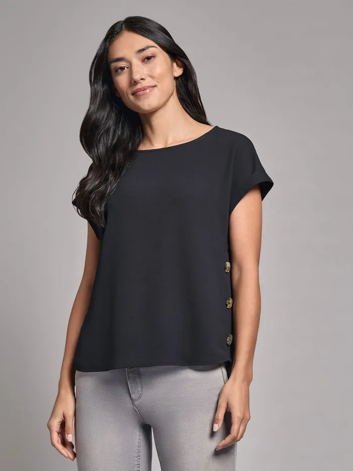 Button Detail Blouse Jasper Crepe Women Jones New York Tops and Blouses