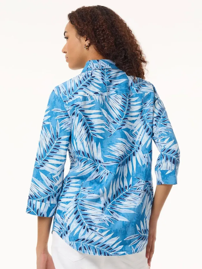 Button Front Tropical Shirt Printed Linen Women Jones New York Tops and Blouses Button Front Tropical Shirt Printed Linen Women Jones New York Tops and Blouses