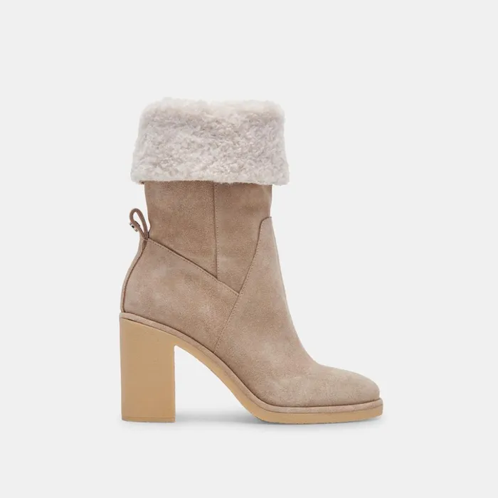 Caddie Plush Boots Almond Suede Women Dolce Vita Boots and Booties