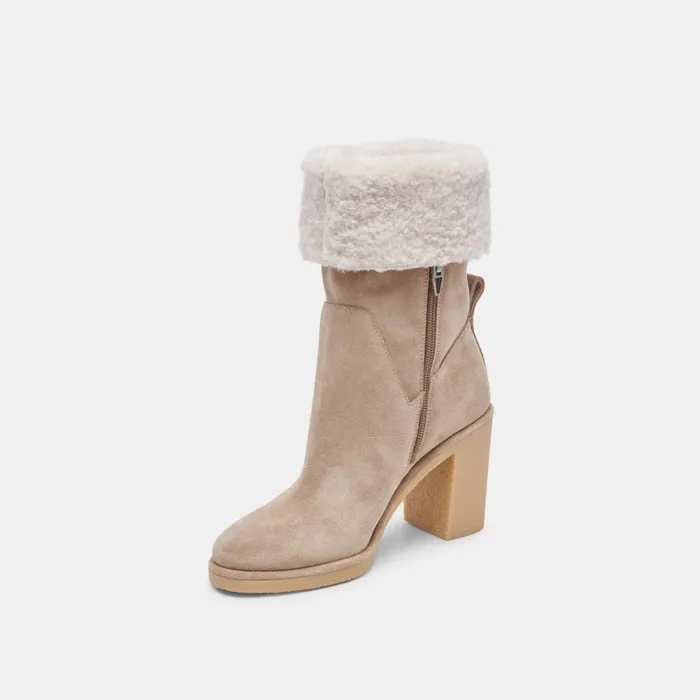 Caddie Plush Boots Almond Suede Women Dolce Vita Boots and Booties