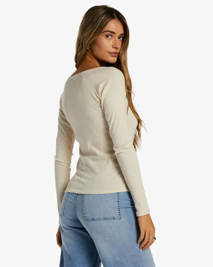 Call Me Rib Knit Top Antique White Women Billabong Tops