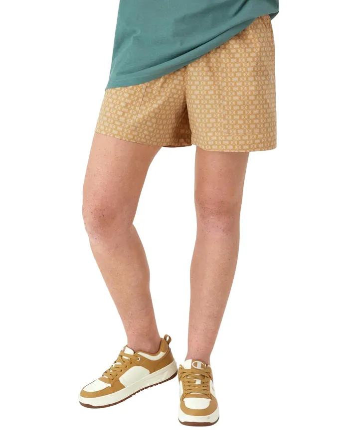 Campus Shorts All Over C Logo Print 4034 C Interlock Tantalizing Tan Women Champion Shorts