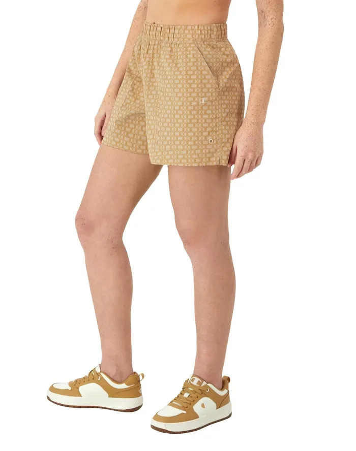 Campus Shorts All Over C Logo Print 4034 C Interlock Tantalizing Tan Women Champion Shorts