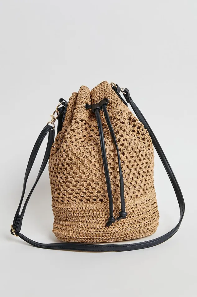 Capri Bag 8211 Woven Bucket Bag With PU Straps In Natural Women Showpo Bags