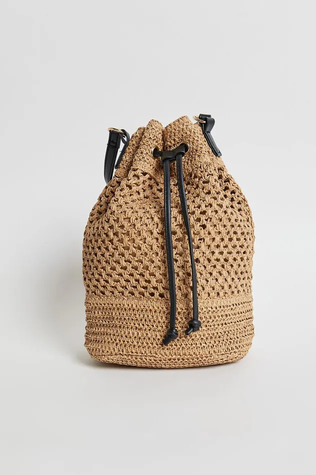 Capri Bag 8211 Woven Bucket Bag With PU Straps In Natural Women Showpo Bags