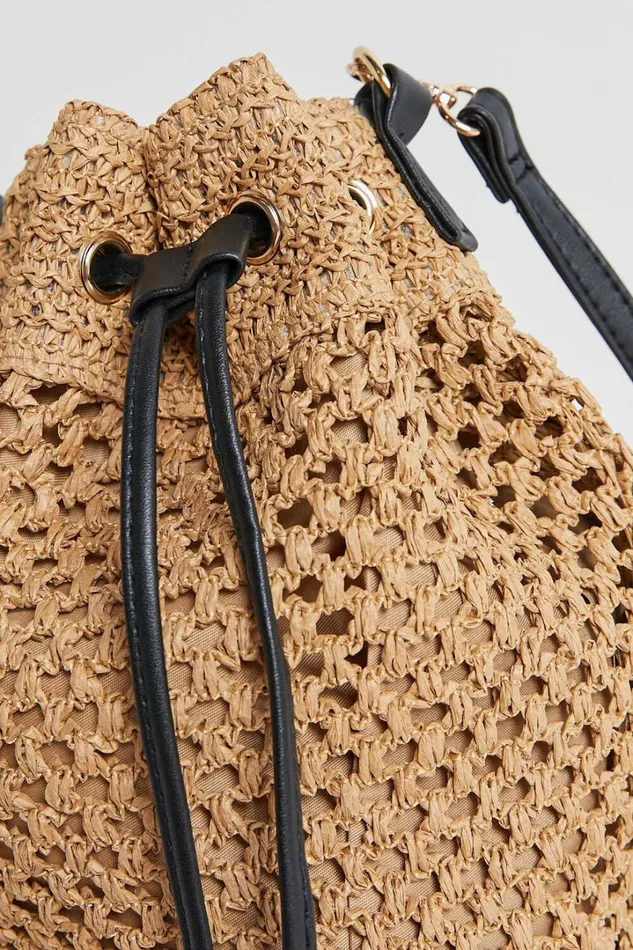 Capri Bag 8211 Woven Bucket Bag With PU Straps In Natural Women Showpo Bags