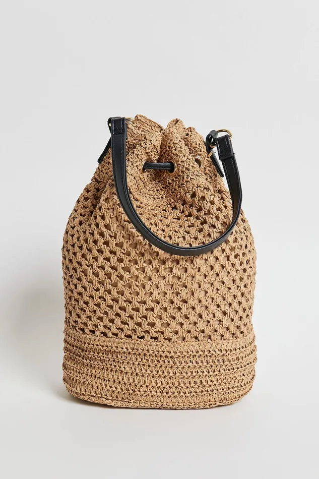 Capri Bag 8211 Woven Bucket Bag With PU Straps In Natural Women Showpo Bags