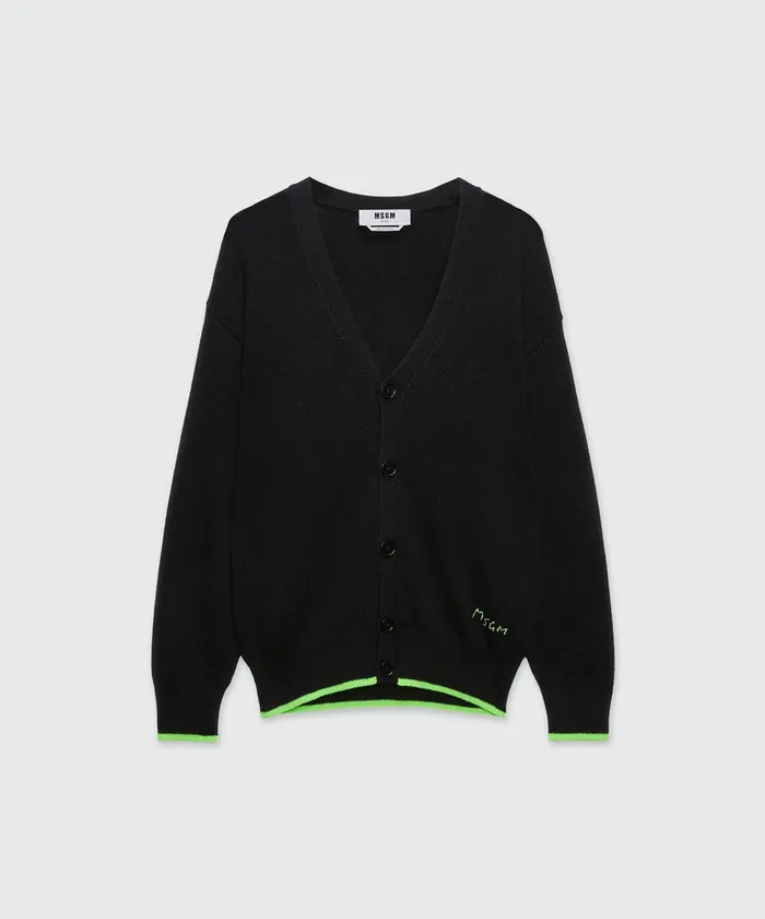 Cardigan In Virgin Wool And Cashmere Men MSGM Knitwear