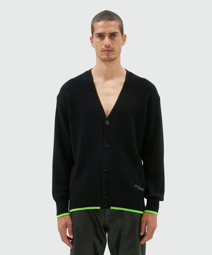 Cardigan In Virgin Wool And Cashmere Men MSGM Knitwear