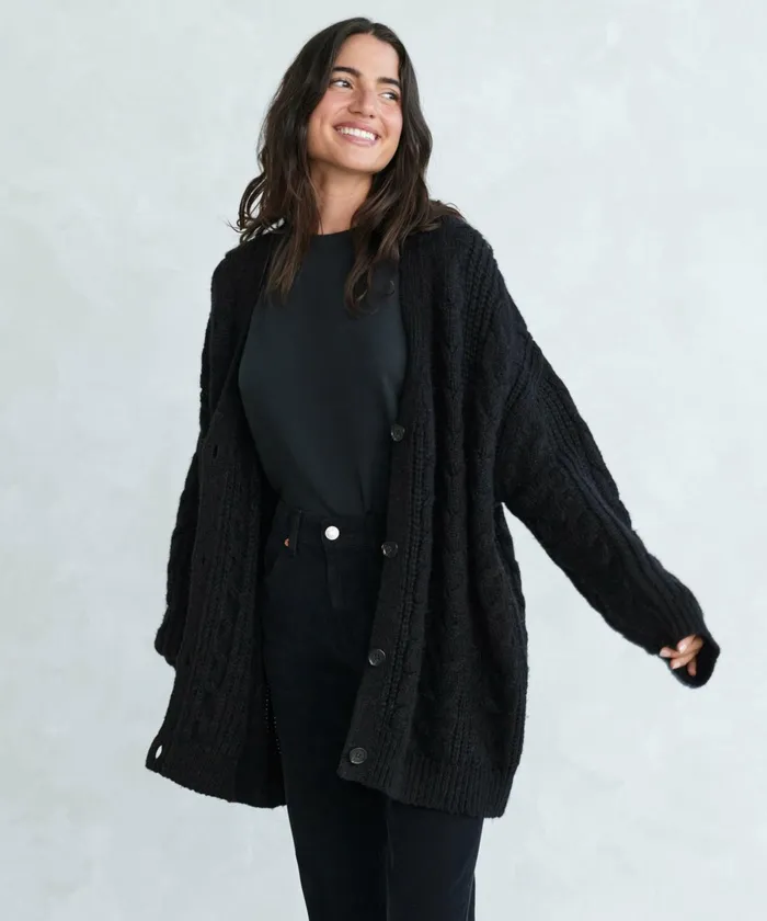 Cardigans Women Jenni Kayne Cable Cocoon Cardigan Black