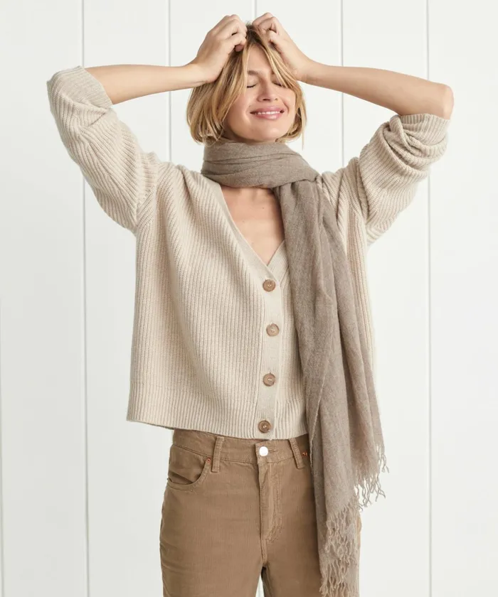Cardigans Women Jenni Kayne Cropped Cashmere Cocoon Oatmeal Oatmeal
