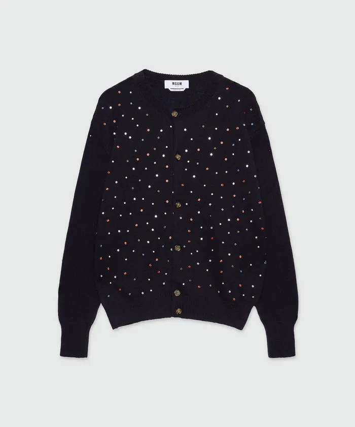 Cashmere Blend Cardigan With Multicolored Studs Men MSGM Knitwear