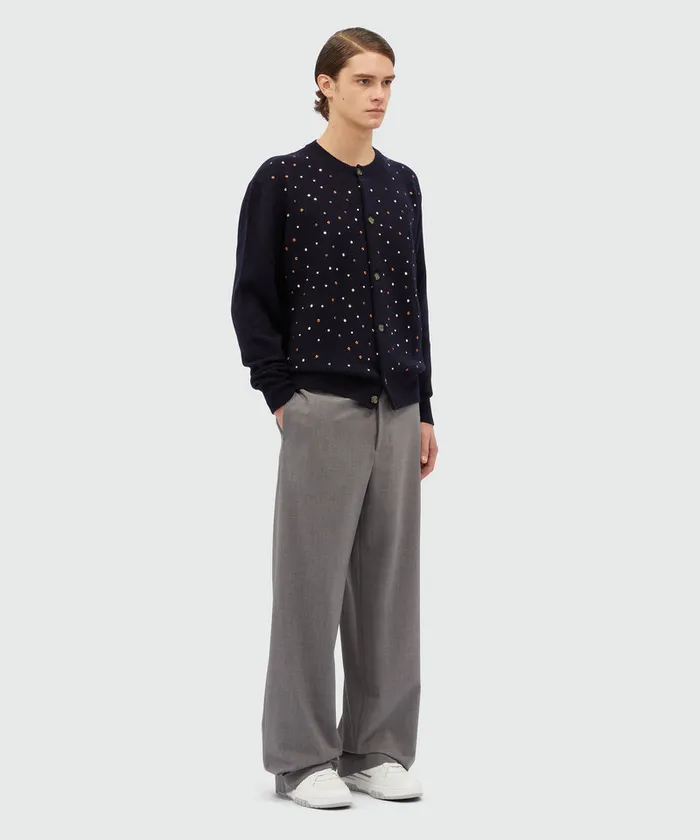 Cashmere Blend Cardigan With Multicolored Studs Men MSGM Knitwear