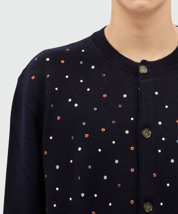 Cashmere Blend Cardigan With Multicolored Studs Men MSGM Knitwear