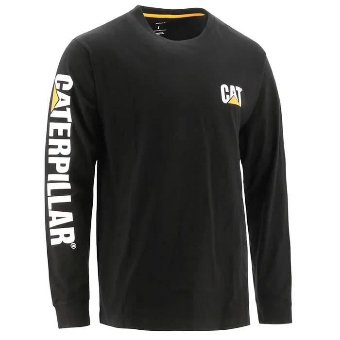 Cat Footwear Tops and Outerwear Men039s Trademark Banner Long Sleeve Tee Black 8211 Men