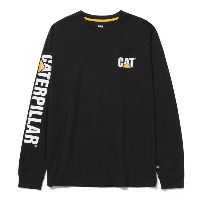 Cat Footwear Tops and Outerwear Men039s Trademark Banner Long Sleeve Tee Black 8211 Men
