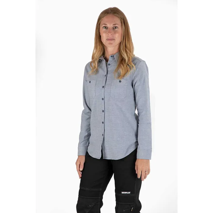 Cat Footwear Tops and Outerwear Women039s Oxford Long Sleeve Shirt Denim Blue 8211 Women