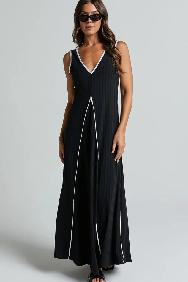 Cathleen Midi Dress 8211 Ribbed Sleeveless Low Back Dress In Black Women Showpo Maternity Clothes