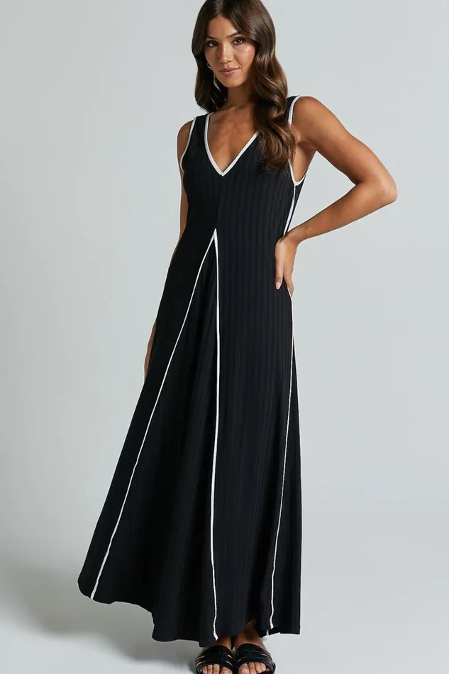 Cathleen Midi Dress 8211 Ribbed Sleeveless Low Back Dress In Black Women Showpo Maternity Clothes