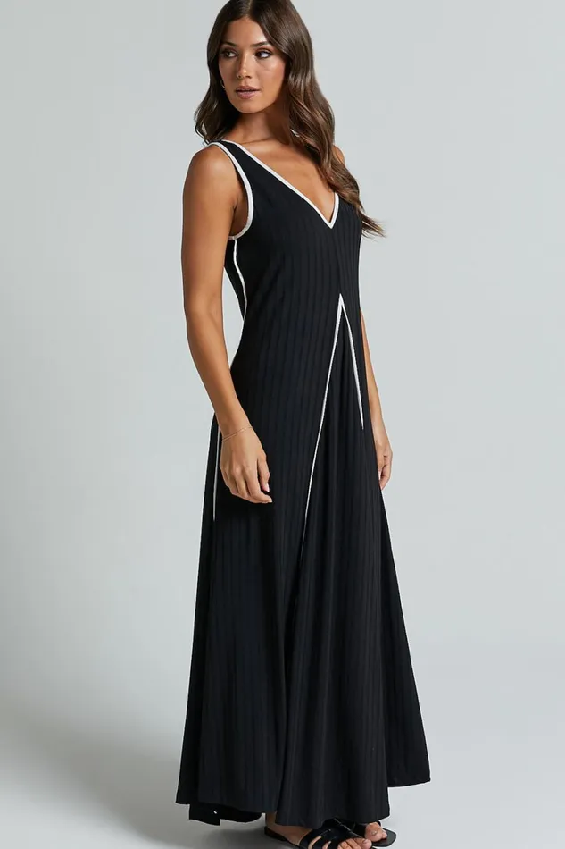 Cathleen Midi Dress 8211 Ribbed Sleeveless Low Back Dress In Black Women Showpo Maternity Clothes