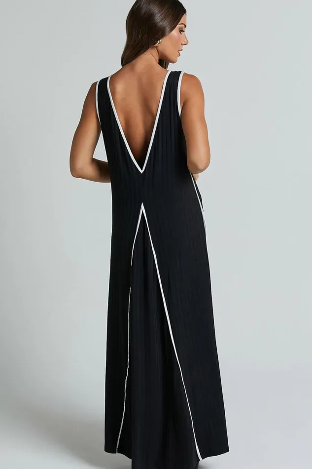 Cathleen Midi Dress 8211 Ribbed Sleeveless Low Back Dress In Black Women Showpo Maternity Clothes
