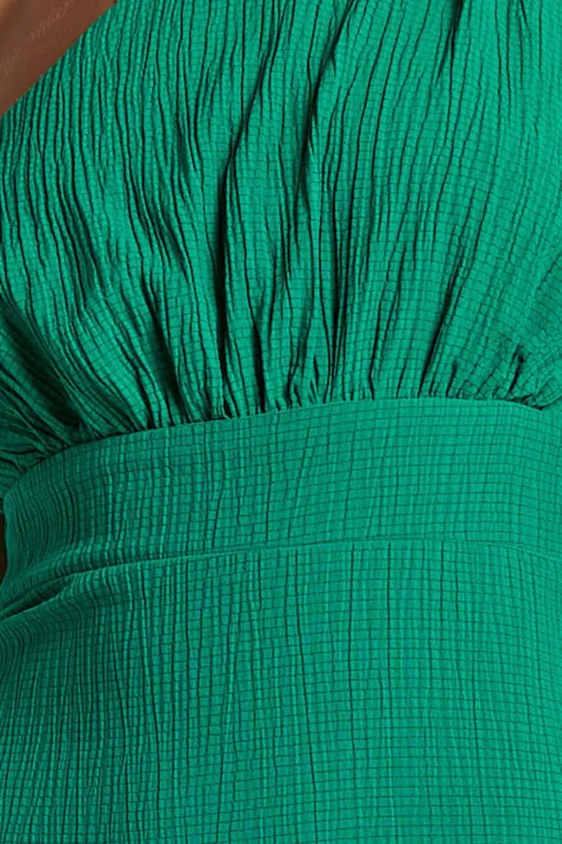 Celestia Midi Dress 8211 Tiered One Shoulder Dress In Green Women Showpo Curve Clothes