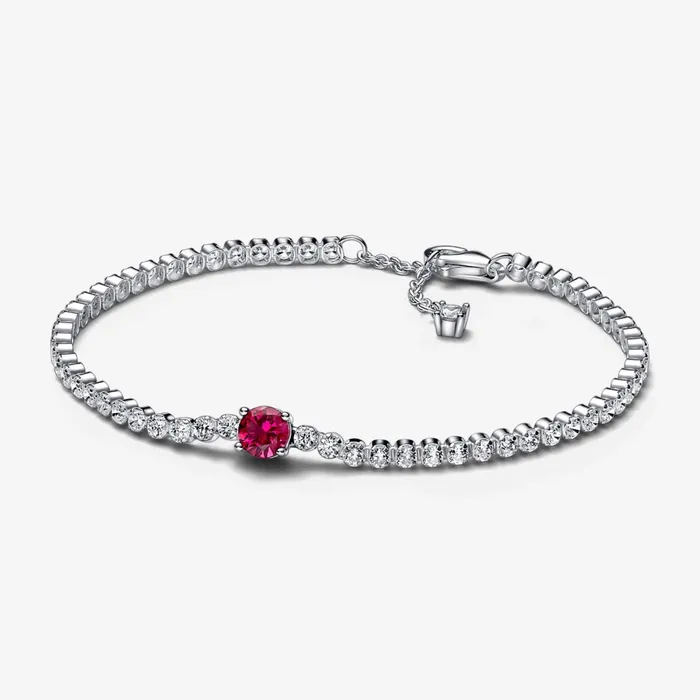 Chains Women Pandora Red Sparkling Round Pav Tennis Bracelet