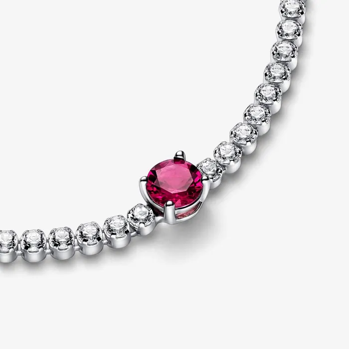 Chains Women Pandora Red Sparkling Round Pav Tennis Bracelet
