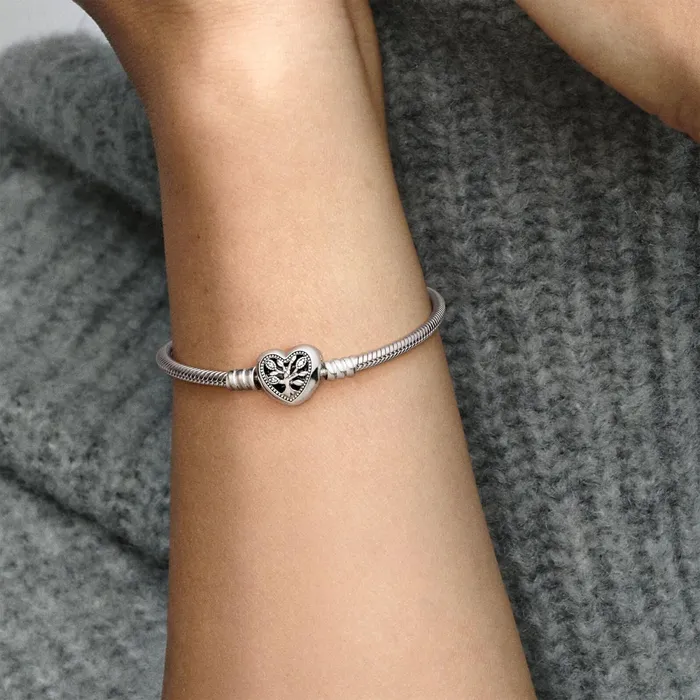 Charm Bracelets Women Pandora Online Moments Family Tree Heart Clasp Snake Chain Bracelet
