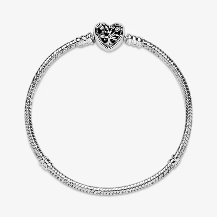 Charm Bracelets Women Pandora Online Moments Family Tree Heart Clasp Snake Chain Bracelet